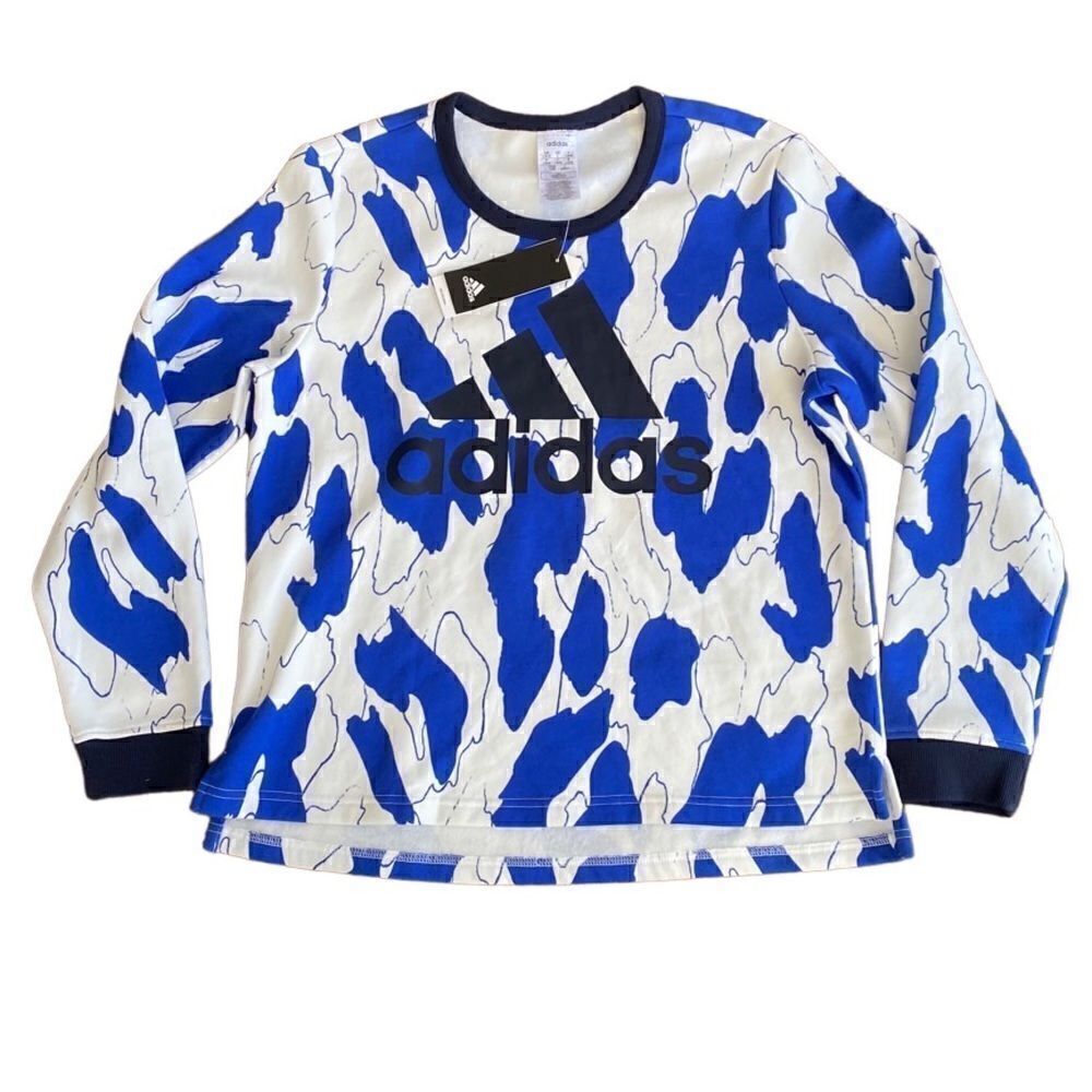 Adidas x Zoe Saldana All Over Abstract Graphic Print Crew Neck Large NWT - Picture 2 of 7